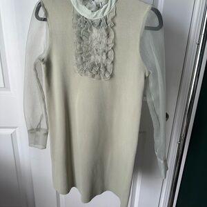 NWT Zara Mint Green Mini Dress with Sheer Sleeves